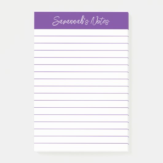 Script Elegant Purple Lined Personalized ポストイット (正面)