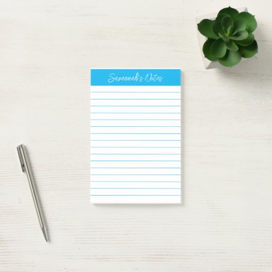 Script Elegant Sky Blue Lined Personalized ポストイット (オフィス)