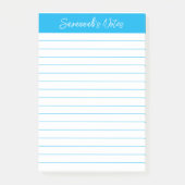 Script Elegant Sky Blue Lined Personalized ポストイット (正面)