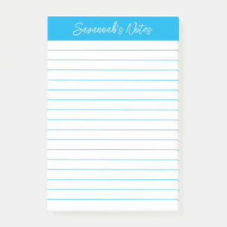Script Elegant Sky Blue Lined Personalized ポストイット