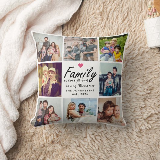 Script Family is Everything Photo Collage Keepsake クッション (ブランケット)