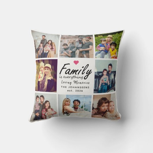 Script Family is Everything Photo Collage Keepsake クッション (裏面)