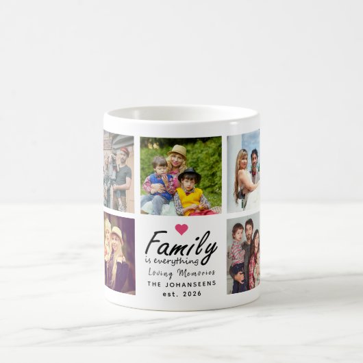 Script Family is Everything Photo Collage Keepsake コーヒーマグカップ (中央)