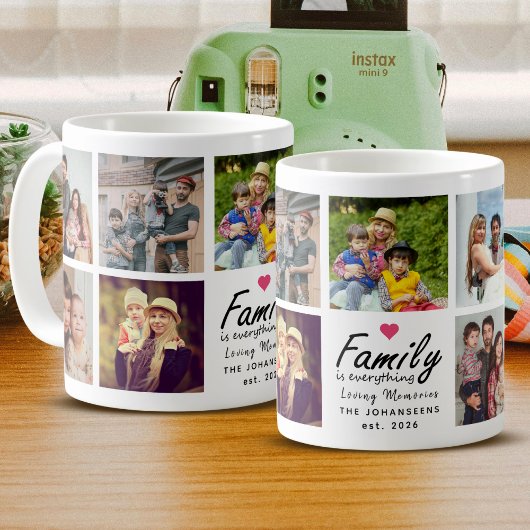 Script Family is Everything Photo Collage Keepsake コーヒーマグカップ