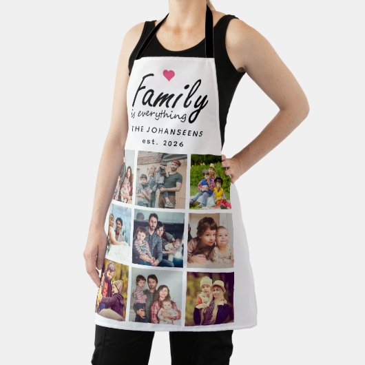 Script Family is Everything Photo Collage Modern エプロン (インサイチュ)
