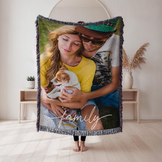 Script Family Photo Woven  スローブランケット