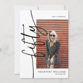 Script Fifty 4 Photo Collage 50th Birthday 招待状 (正面)