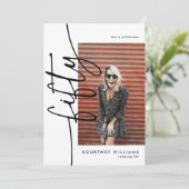 Script Fifty 4 Photo Collage 50th Birthday 招待状 (スタンド正面)