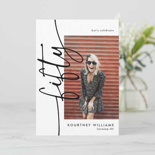 Script Fifty 4 Photo Collage 50th Birthday 招待状 (スタンド正面)