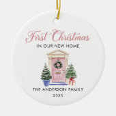 Script First Christmas At Our New Home セラミックオーナメント (正面)