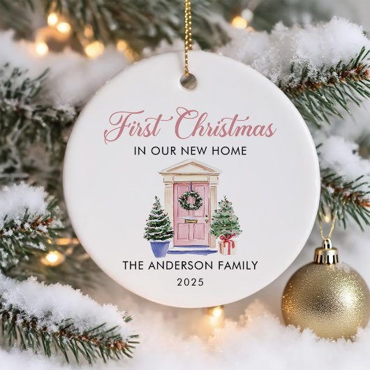 Script First Christmas At Our New Home セラミックオーナメント