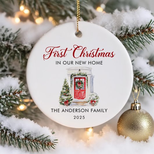Script First Christmas At Our New Home セラミックオーナメント