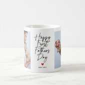 Script First Father's Day Photo Collage Gift コーヒーマグカップ (中央)