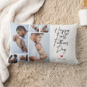 Script First Father's Day Photo Collage Gift ランバークッション (ブランケット)