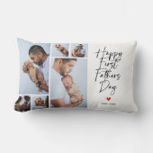 Script First Father's Day Photo Collage Gift ランバークッション (正面)