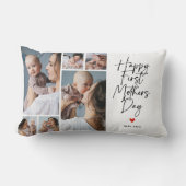 Script First Mother's Day Photo Collage Gift ランバークッション (正面)