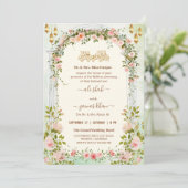 Script Floral Arch Walima Islamic Wedding   招待状 (スタンド正面)