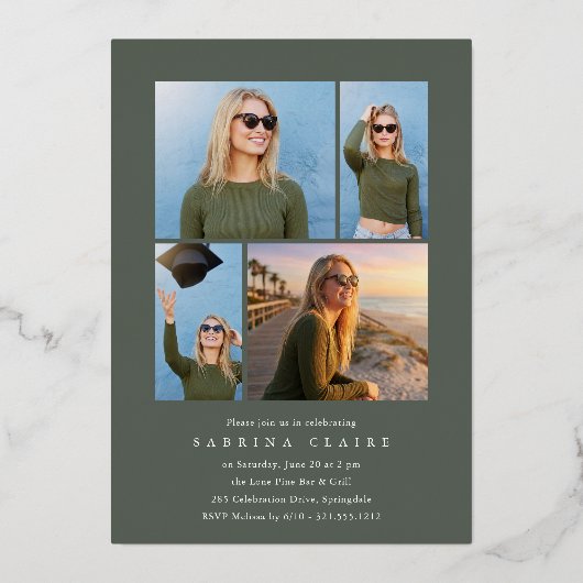 Script Foil Photo Graduation Announcement & Invite 箔招待状 (裏面)