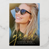 Script Foil Photo Graduation Announcement & Invite 箔招待状 (正面)