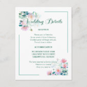 Script Font Pastel Garden Flowers Wedding エンクロージャーカード (正面)