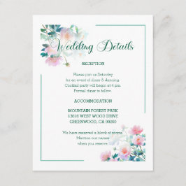 Script Font Pastel Garden Flowers Wedding エンクロージャーカード