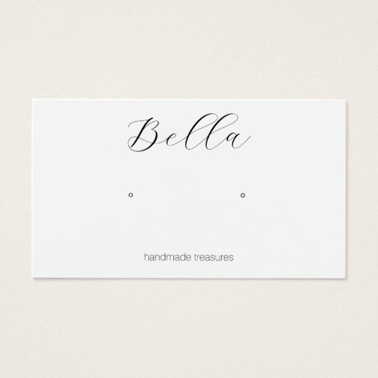 Script Font Plain White Earring Display Card (正面)
