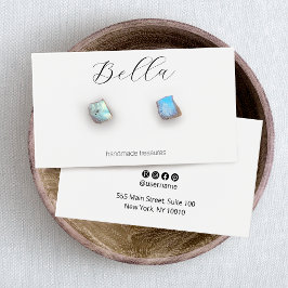 Script Font Plain White Earring Display Card