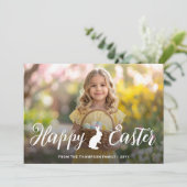 Script Font With Bunny Motif Easter Photo Template カード (スタンド正面)