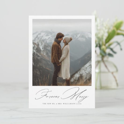 Script Forever Merry Newlywed Wedding Photo シーズンカード (スタンド正面)