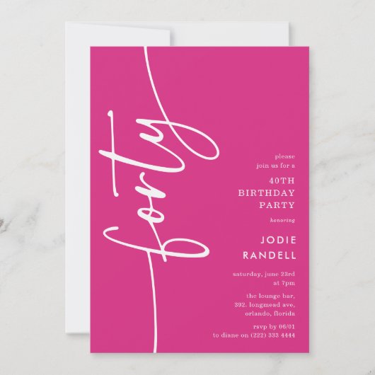 Script Forty' 40th Birthday 招待状 (正面)