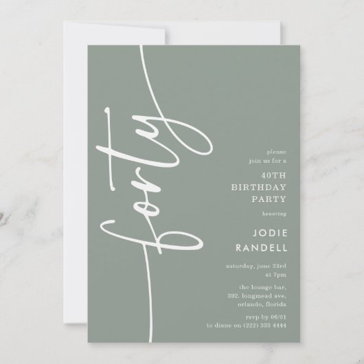 Script Forty' 40th Birthday 招待状 (正面)