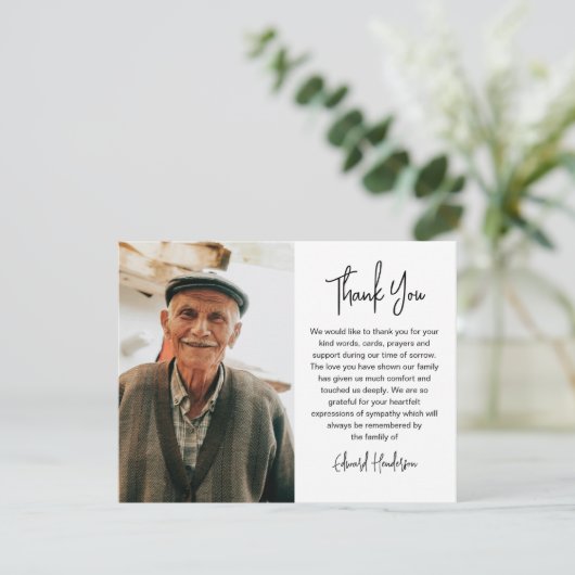 Script Funeral Photo Sympathy サンキューカード (スタンド正面)