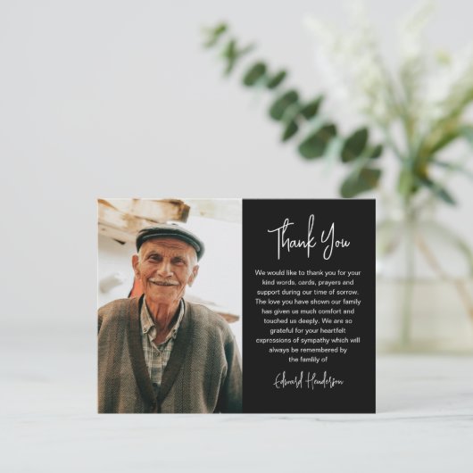 Script Funeral Photo Sympathy サンキューカード (スタンド正面)