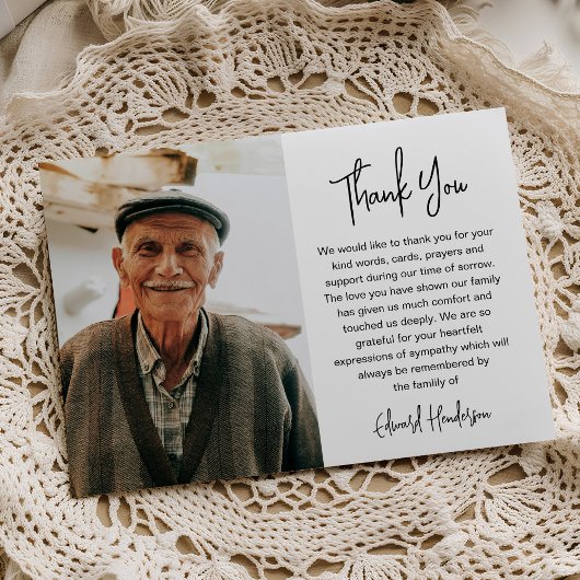 Script Funeral Photo Sympathy サンキューカード