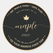 Script Gold and Black maple syrup labels ラウンドシール (正面)