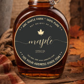 Script Gold and Black maple syrup labels ラウンドシール