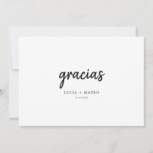 Script Graciasのスペインの写真結婚ありがとう カード (正面)