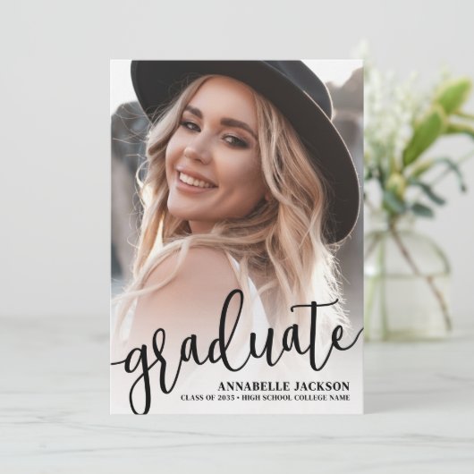 Script Graduate Simple Photo Graduation 招待状 (スタンド正面)