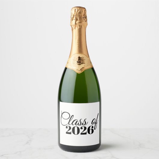 Script Graduation Champagne Pop Label Prop スパークリングワインラベル (正面)
