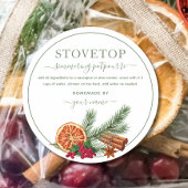 Script Green Stovetop Potpourri Label Sticker ラウンドシール
