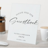 Script Guest Book Sign名前をカスタムする結婚のミニマル 台座サイン (インサイチュ)