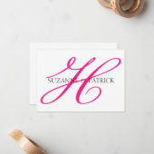 Script H Monogram Notecard （ホットピンク/ブラック） ノートカード (正面/裏面インサイチュ)