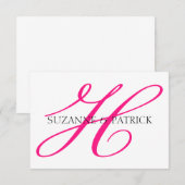 Script H Monogram Notecard （ホットピンク/ブラック） ノートカード (正面/裏面)