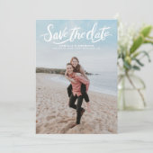 Script HandレタリングVertical Photo日付を保存 案内状 (スタンド正面)