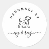  Script Handmade by Custom logo  ラウンドシール (正面)