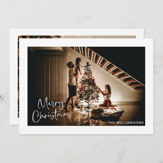 Script Handwriting Modern Merry Christmas Photo  シーズンカード (正面/裏面)