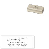 Script Handwritten Monogram Wood Art Stamp ラバースタンプ (押印)