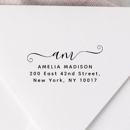 Script Handwritten Monogram Wood Art Stamp ラバースタンプ