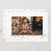 Script Happy Holidaysクリスマスフォトエレガントカード シーズンカード (正面/裏面)