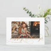 Script Happy Holidaysクリスマスフォトエレガントカード シーズンカード (スタンド正面)